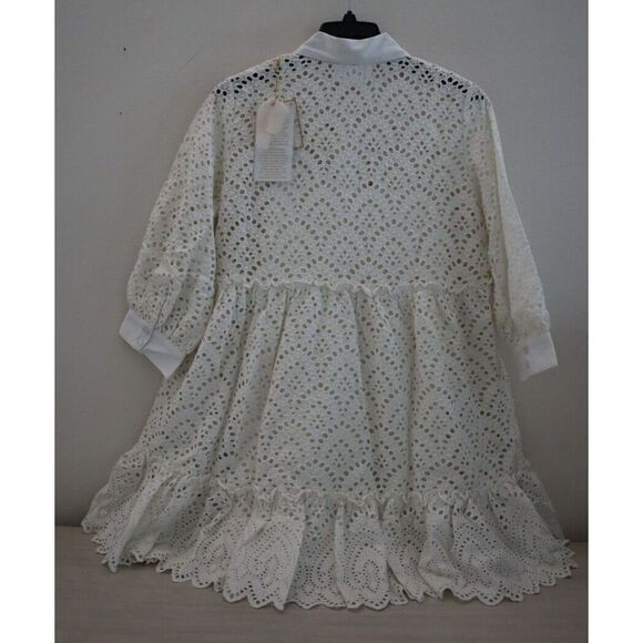 Sundress S21100 Women's Sz S Eyelet White Bloom Mini Collar Dress $190 - Picture 2 of 9